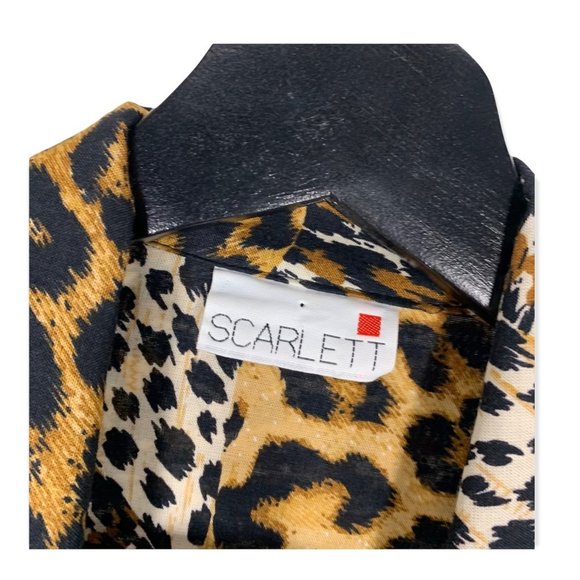 Vintage 80s Scarlett Animal Print Short Sleeve Button Up Dress Medium - Picture 12 of 15